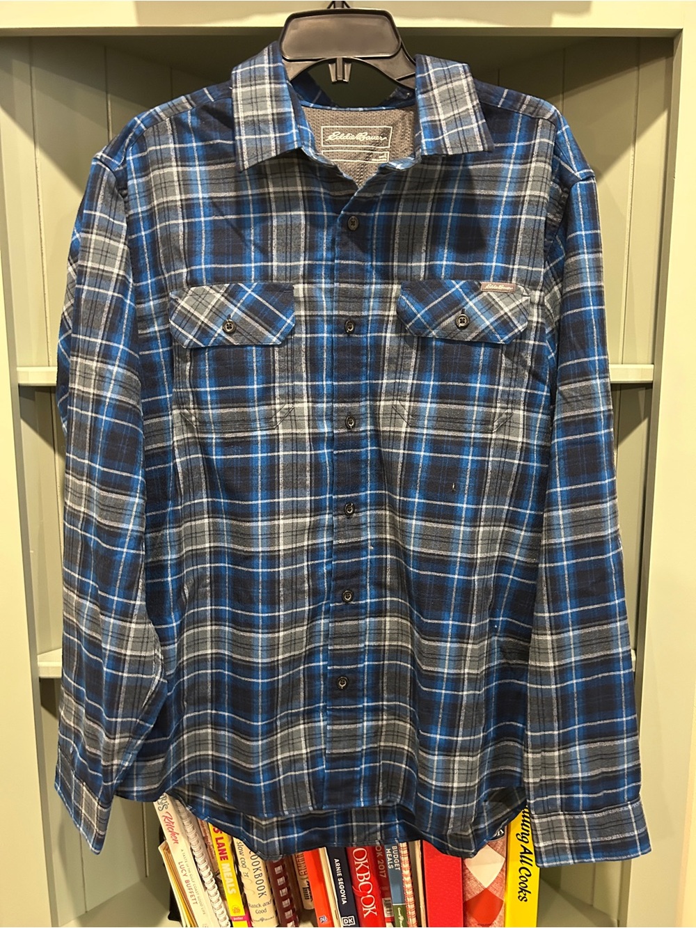 Eddie Bauer Blue and Gray Flannel Button-Down Shirt